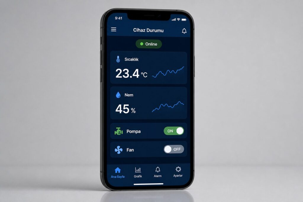 Mobile-App-Entwicklung — industrieller Gerätestatus-Bildschirm