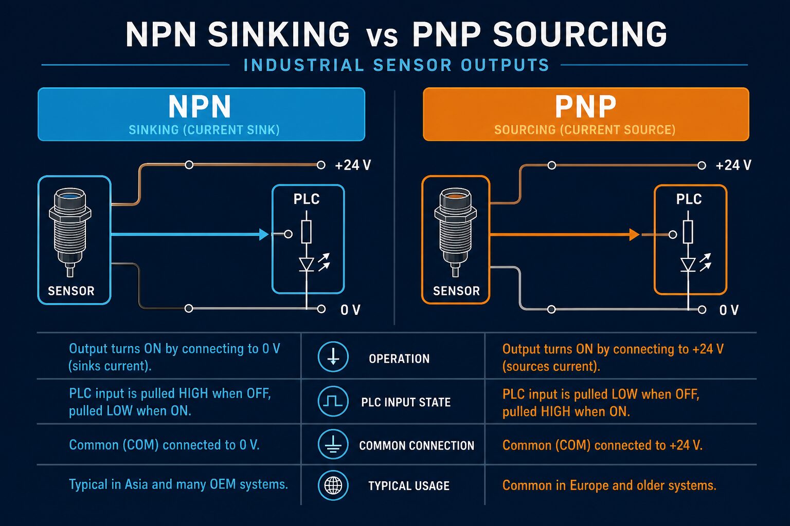 NPN PNP Ausgänge industrieller Sensoren